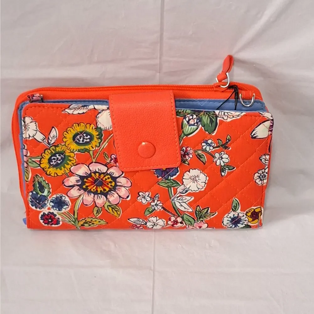 Vera Bradley RFID Iconic Deluxe All Together Crossbody Coral Floral - Picture 3 of 11